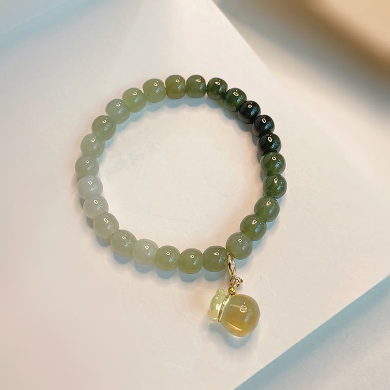 Buddha Stones Naturalny Hetian Jade Woreczek Pieniędzy Charm Bead Bransoletka Dobrobytu