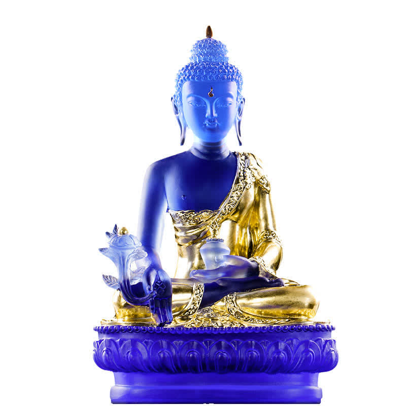 Buddha Stones Medycyna Budda Ręcznie Robiony Kryształ Liuli Dzieło Sztuki Współczucia Statua Ofiarowania Dekoracji Domu Biuro - image 8