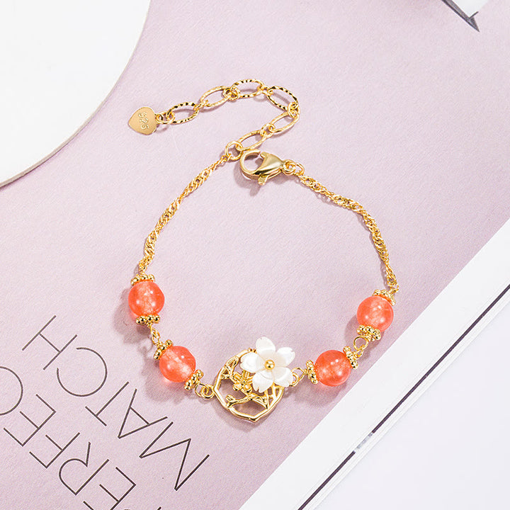 Buddha Stones Red Agat Tridacna Stone Flower Confidence