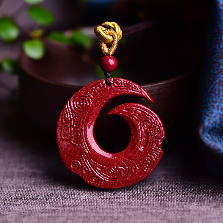 Buddha Stones Szczęście Poprawia Projekt Wzór Naturalny Naszyjnik Błogosławieństwo Cynober Wisiorek