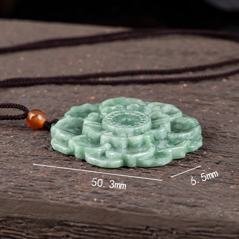 Naszyjnik z Buddha Stones , wzór lotosu, jadeit, szczęście i dobrobyt