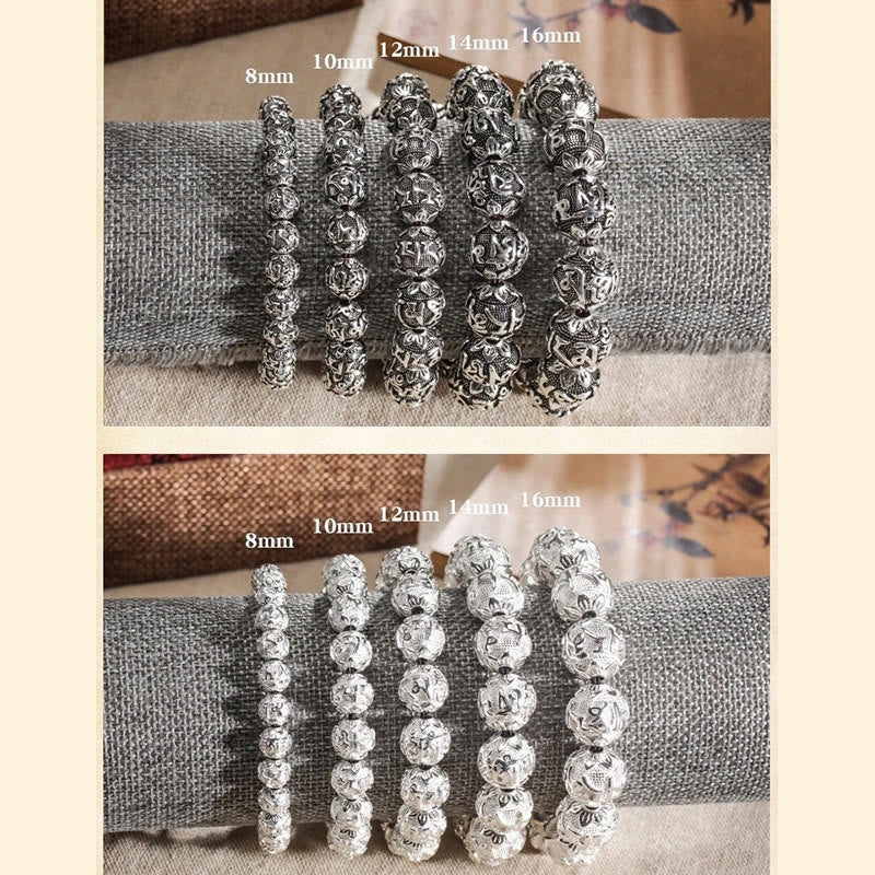 Buddha Stones Tybetańskie Om Mani Padme Hum Rzeźbione Koraliki Amulet Bransoletka