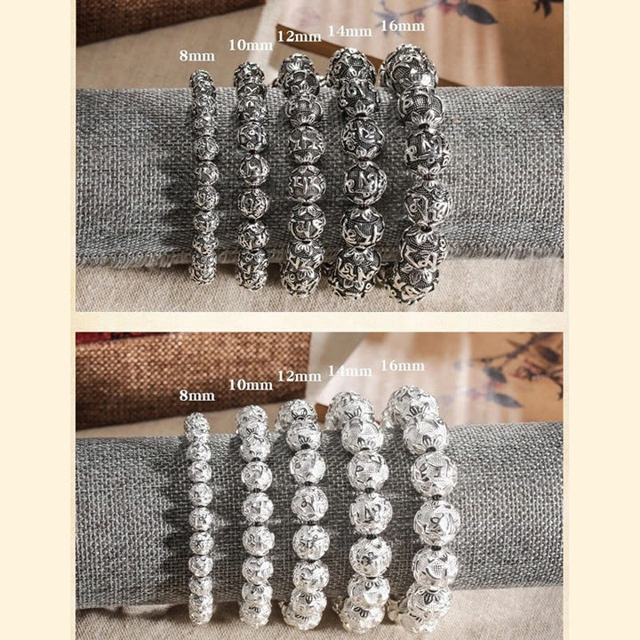 Buddha Stones Tybetańskie Om Mani Padme Hum Rzeźbione Koraliki Amulet Bransoletka