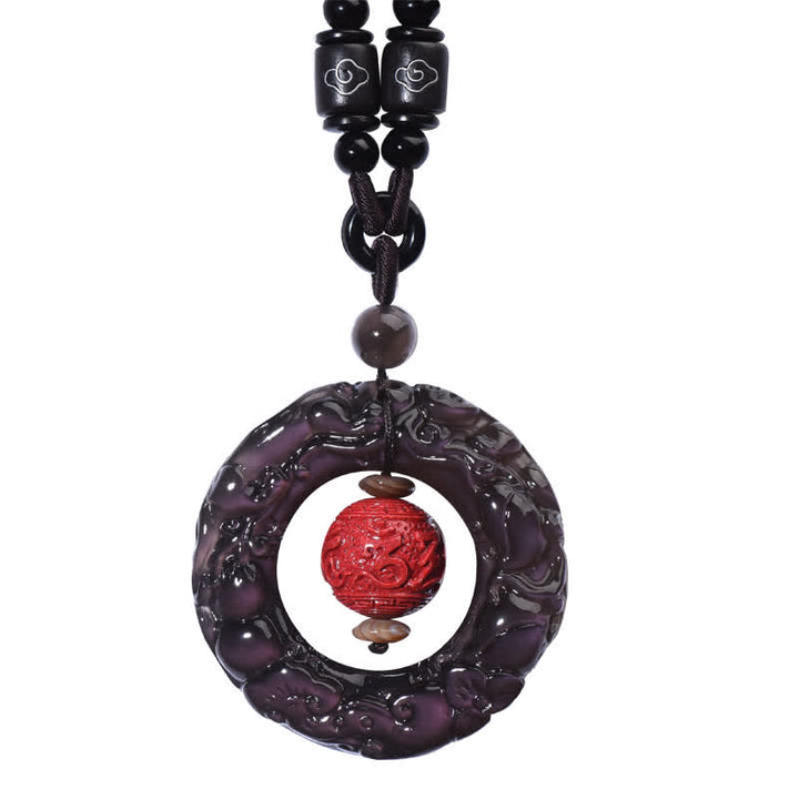 Buddha Stones FengShui Naturalny Tęczowy Obsydian PiXiu Cynober Uzdrawiający Naszyjnik Wisiorek - image 12
