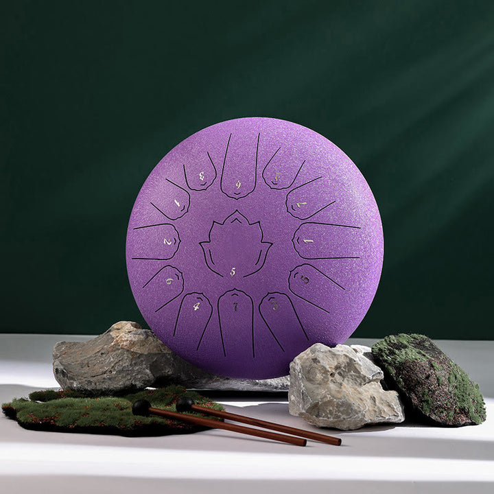 Buddha Stones stalowy językowy Dźwięk uzdrawiający uważność wzór lotosu Joga zestaw perkusyjny 13 nut 12-calowy instrument perkusyjny