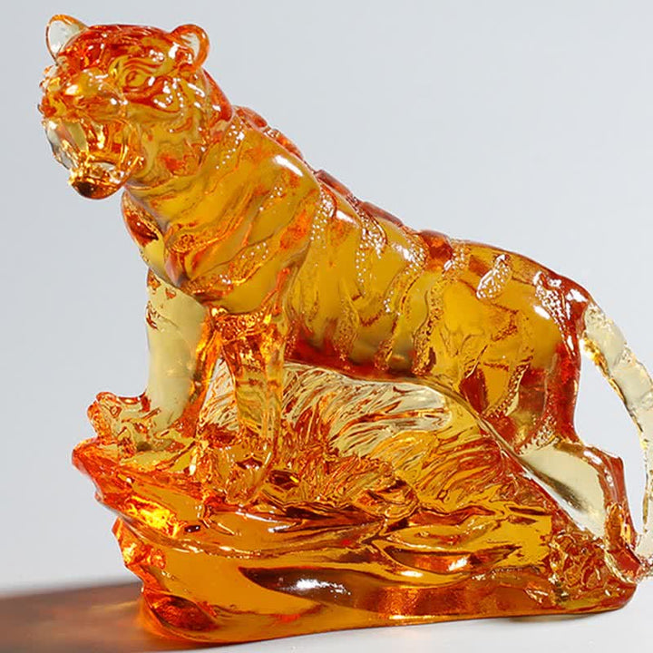 Ręcznie robiony Liuli Crystal Tiger Art Piece Ochrona Dekoracja Domu