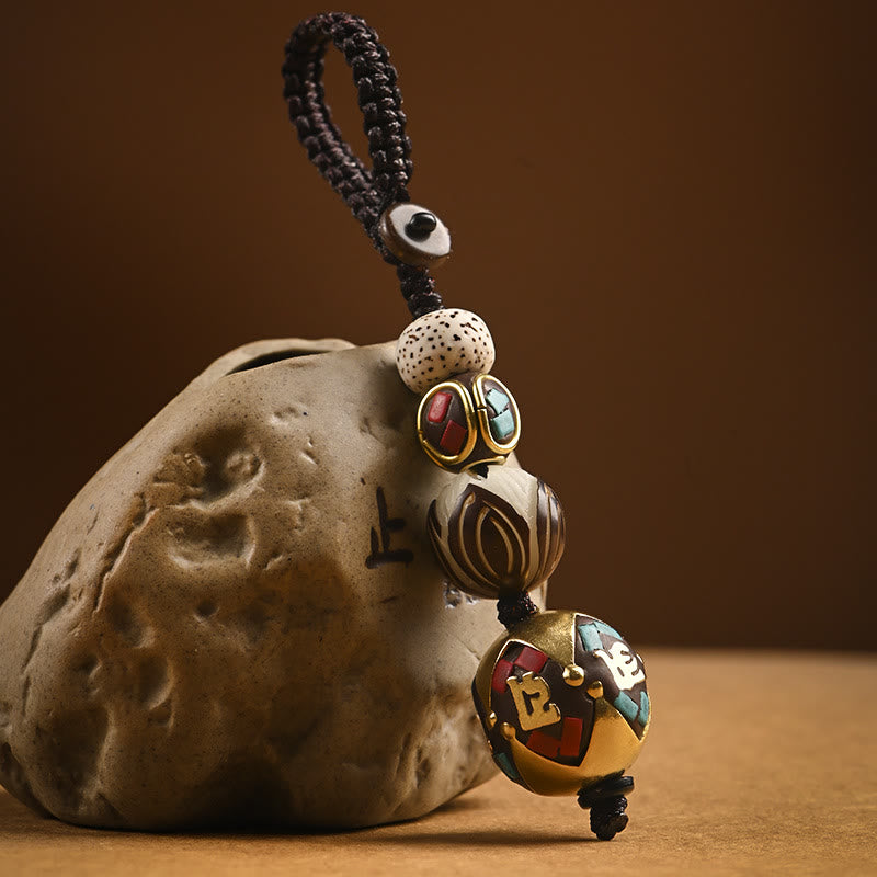 Buddha Stones Tybetański Om Mani Padme Hum Bodhi Seed Breloczek Pokoju