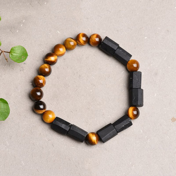 Bransoletka Buddha Stones Natural Black Tourmaline Tiger Eye Positive