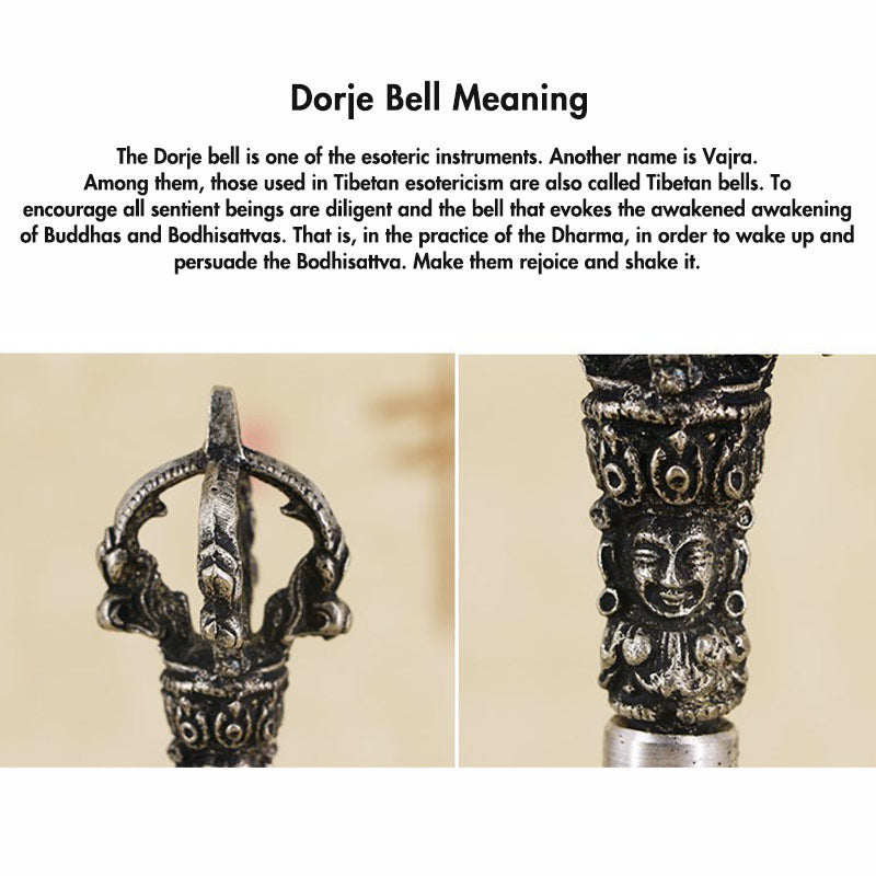Buddha Stones Tybetański Dzwonek Medytacyjny i Wadżra Dorje Miedziany Zestaw Dekoracyjny - image 20