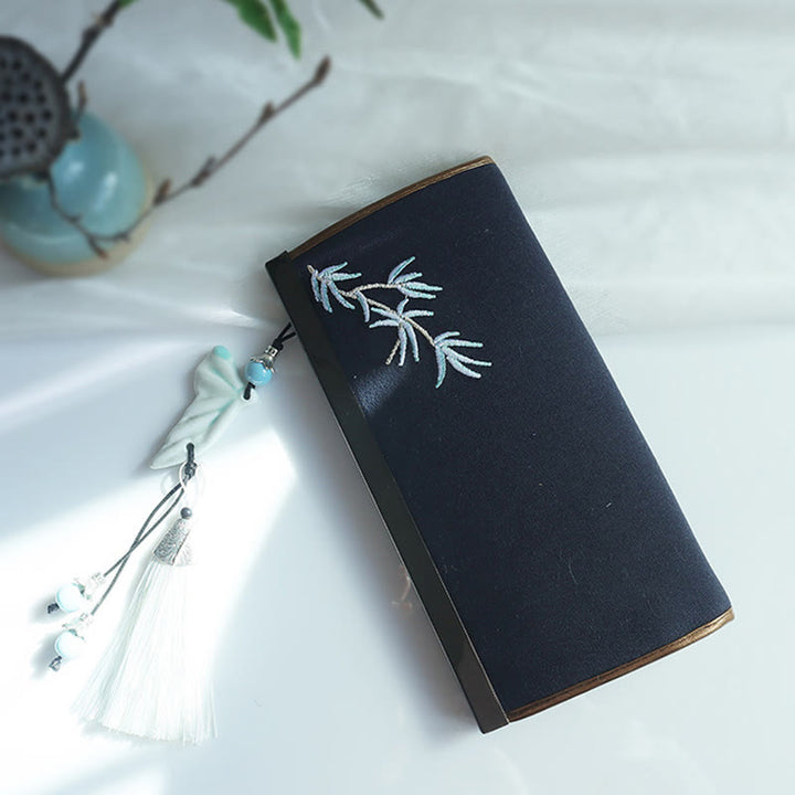 Buddha Stones Kwiat Śliwka Brzoskwinia Bambus Dwustronny haft Duża pojemność Portfel na gotówkę Portfel na zakupy - image 23