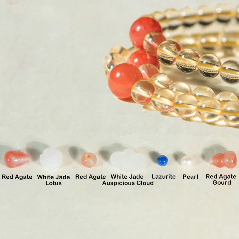 Buddha Stones 108 Koraliki Mala 925 Srebro Sterling Naturalny Cytryn Czerwony Agat Biały Jade Bransoletka z Zawieszką Dobrobytu