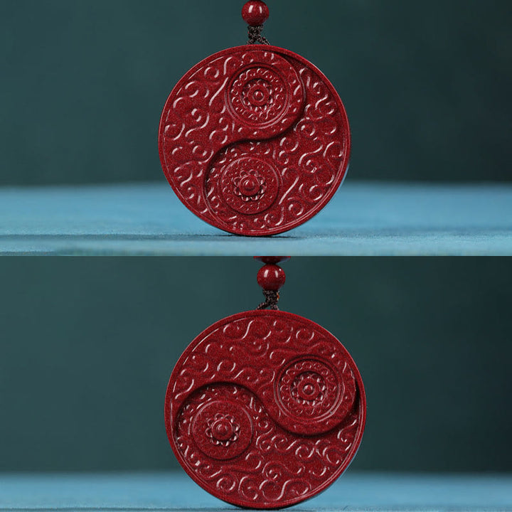 Buddha Stones Cynober Yin Yang Trzymaj Z dala Złe Duchy Naszyjnik Wisiorek