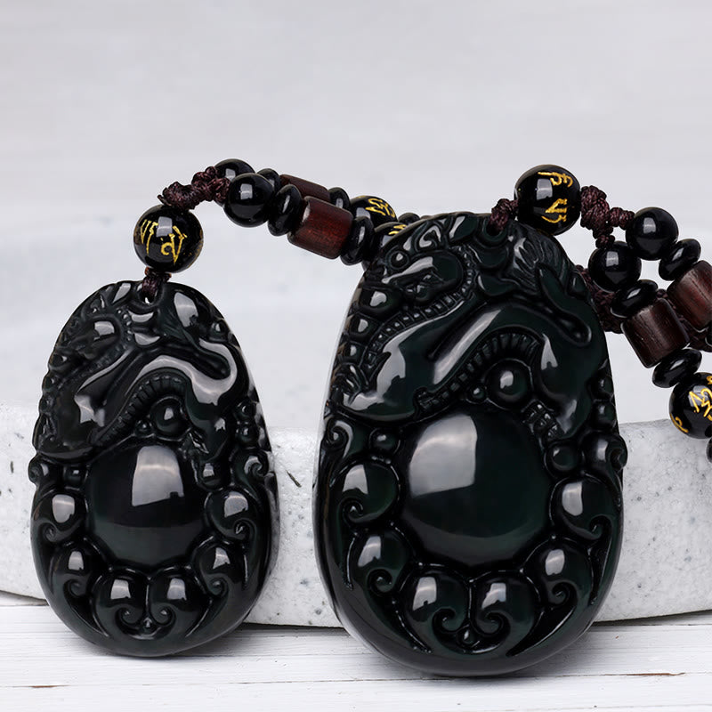 Buddha Stones Tybetańskie Pozytywne Tęczowe Obsydianowe Naszyjnik PiXiu - image 7