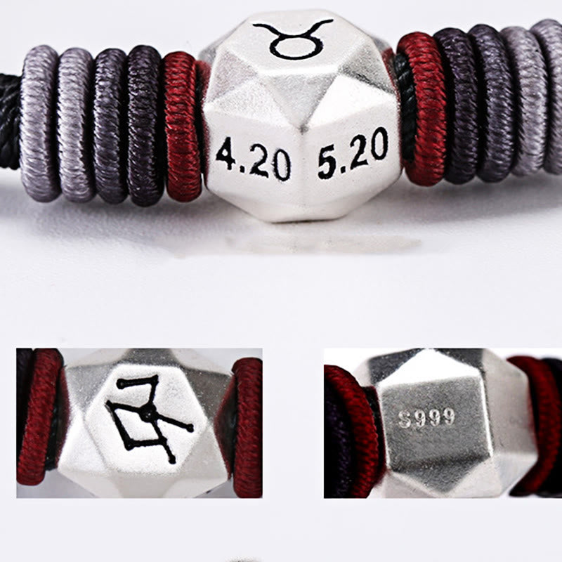 Buddha Stones 999 Srebro Sterling 12 Konstelacji Zodiaku Błogosławieństwo Bransoletka Ręcznie Robiona