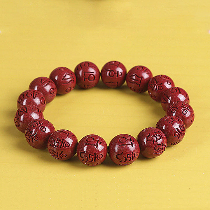 Buddha Stones Naturalne Podwójne PiXiu Cinnabar Om Mani Padme Hum Bogactwo Szczęście Koralikowa Bransoletka