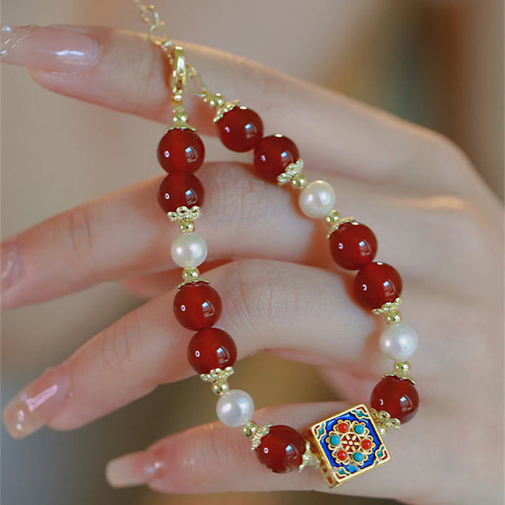 Buddha Stones Red Agat Pearl Confidence Self-accepting