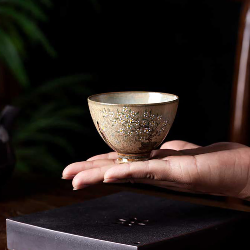 Buddha Stones Jingdezhen Malowana ręcznie porcelana Ru Kiln Hanfu Dziewczyna Kwiat Ceramiczny Filiżanka Kung Fu Filiżanki do herbaty