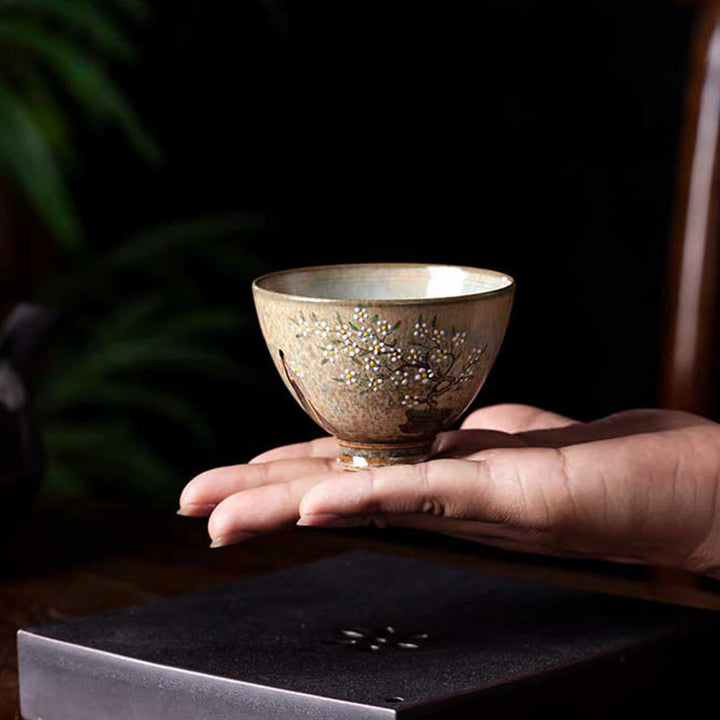 Buddha Stones Jingdezhen Malowana ręcznie porcelana Ru Kiln Hanfu Dziewczyna Kwiat Ceramiczny Filiżanka Kung Fu Filiżanki do herbaty