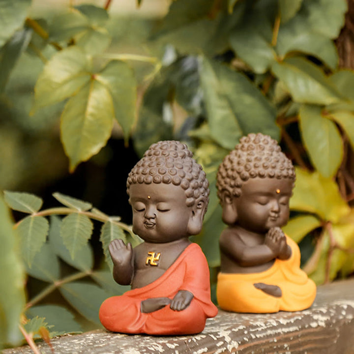 Buddha Stones Mały Budda Spokój Fioletowa Glina Dekoracja Biurka Domowego
