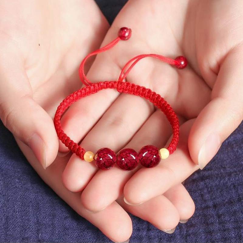 Bransoletka z czerwonego sznurka z Buddha Stones Cinnabar Blessing dla dzieci