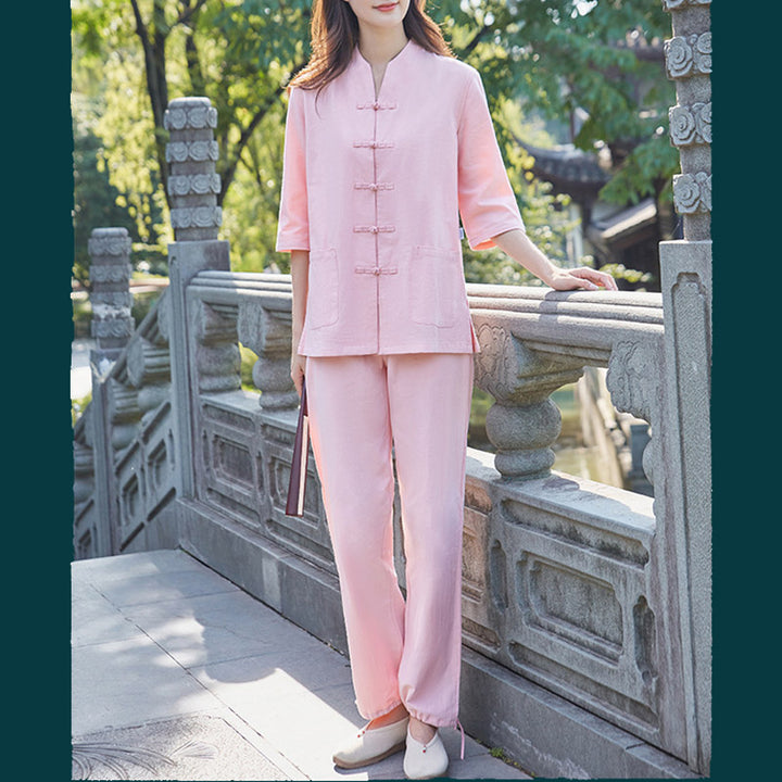 Buddha Stones Duchowa Praktyka Zen Joga Medytacja Modlitwa Jednolita Bawełna Lniana Odzież Damska Zestaw - image 4