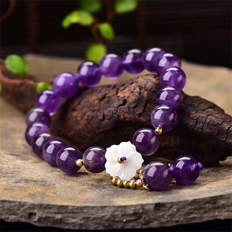Buddha Stones Naturalny Kryształ Ametystu Kwiat Bransoletka Duchowego Uzdrawiania