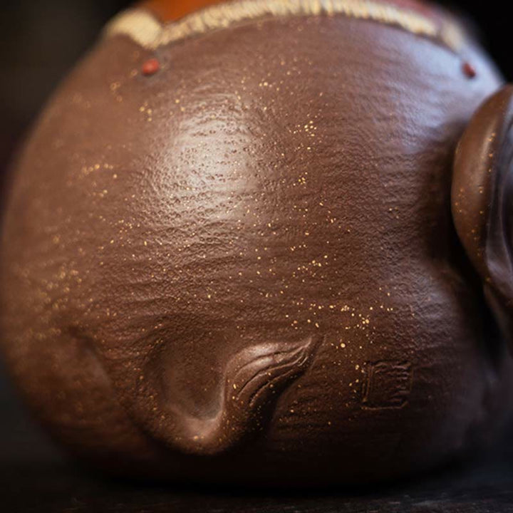 Buddha Stones Uroczy Słoń Pomyślne Chmury Fioletowa Glina Ceramiczny Czajnik