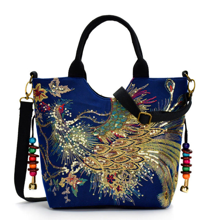 Buddha Stones Paw Dwustronna Haftowana Torba Tote Torba na Ramię Torba Crossbody