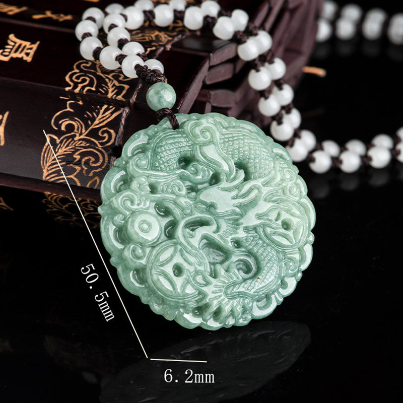 Buddha Stones Chiński Zodiak Smok Jade Naszyjnik Fortuna Wisiorek Sznurek - image 8