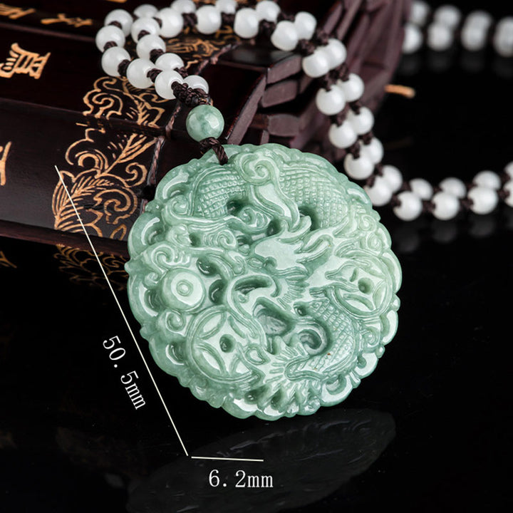 Buddha Stones Chiński Zodiak Smok Jade Naszyjnik Fortuna Wisiorek Sznurek - image 8