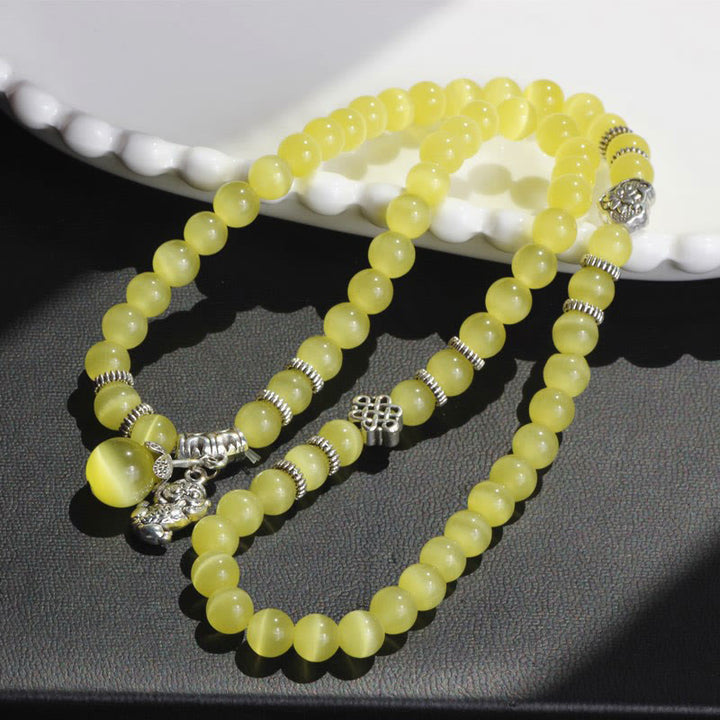 Bransoletka z potrójnym owinięciem w kocie oko PiXiu z Buddha Stones