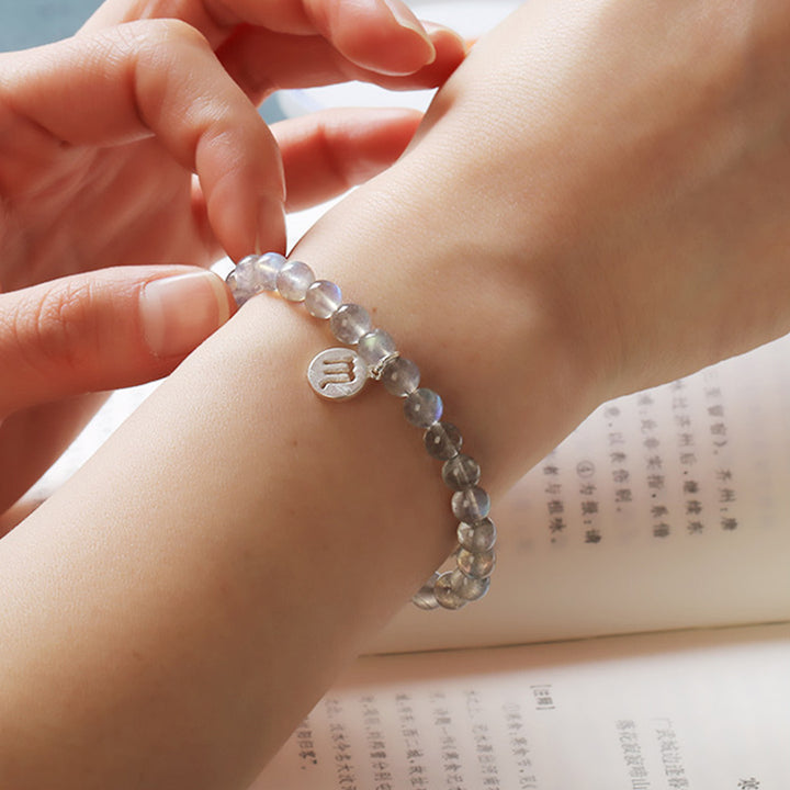12 konstelacji zodiaku, bransoletka z kamienia księżycowego
