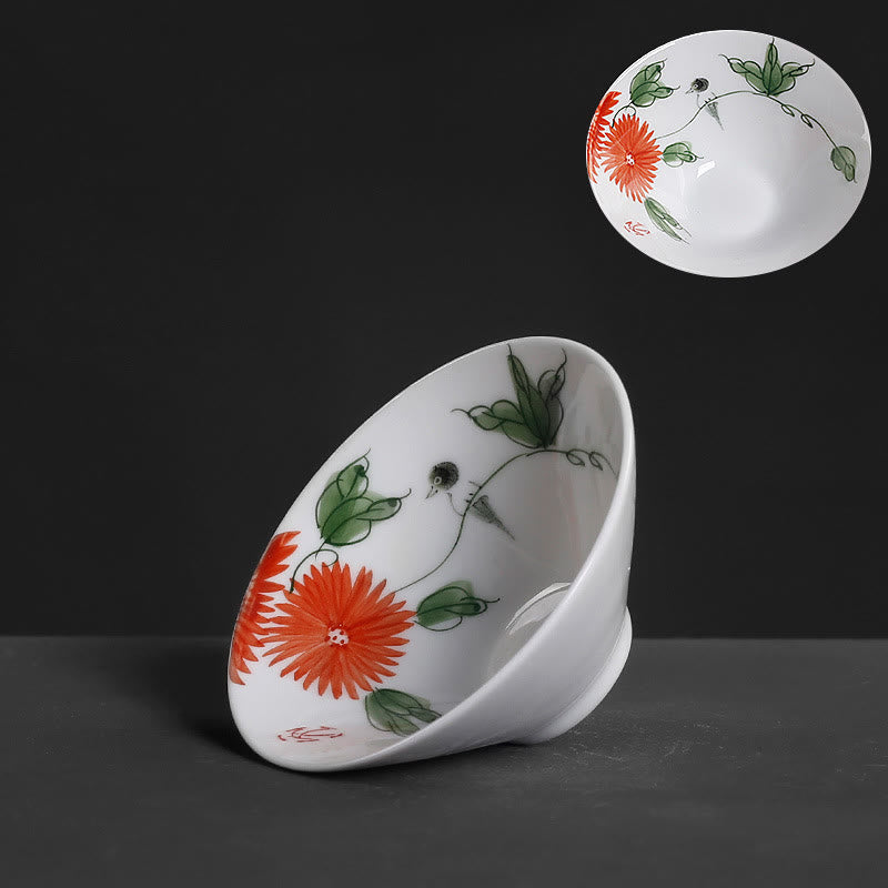 Buddha Stones Vintage Śliwkowa Orchidea Bambus Chryzantema Lotos Ryba Koi Ceramiczna Filiżanka Kung Fu Filiżanki do Herbaty
