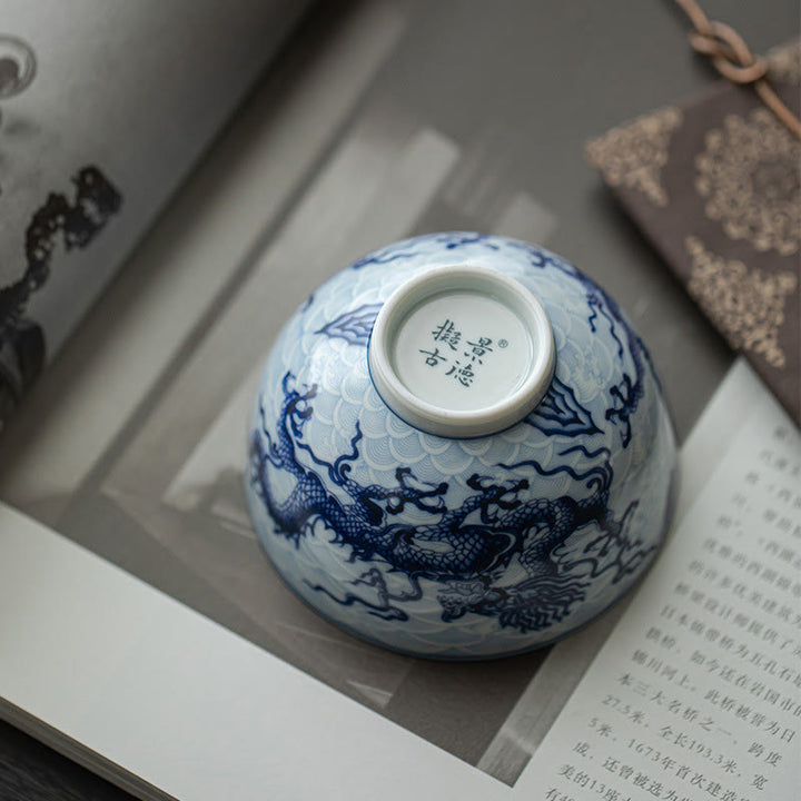 Buddha Stones Niebieski Smok Projekt Ceramiczny Filiżanka Kung Fu Filiżanki do Herbaty