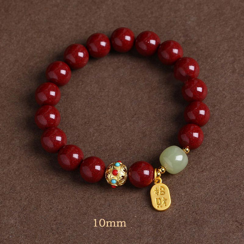 Bransoletka z Buddha Stones Cinnabar Green Aventurine Fortune Protection Charm