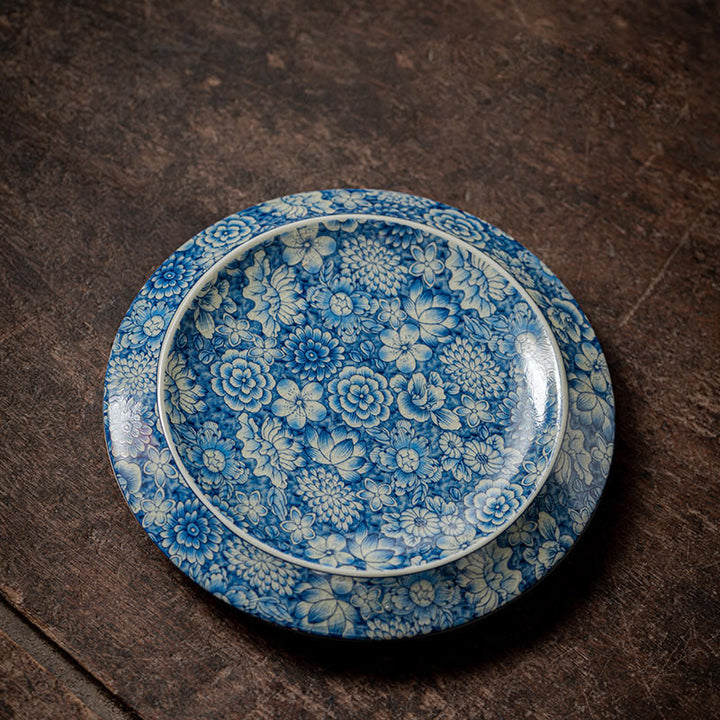 Buddha Stones Vintage Niebieski I Biały Porcelana Brzoskwiniowy Kwiat Lotosu Piwonia Ceramiczny Gaiwan Sancai Filiżanka Kung Fu Filiżanka Do Herbaty I Spodek Z Pokrywką - image 11