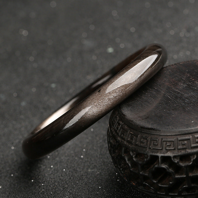 Buddha Stones Złoty połysk Obsydian Srebrny połysk Obsydian Ochrona Bransoletka Bangle