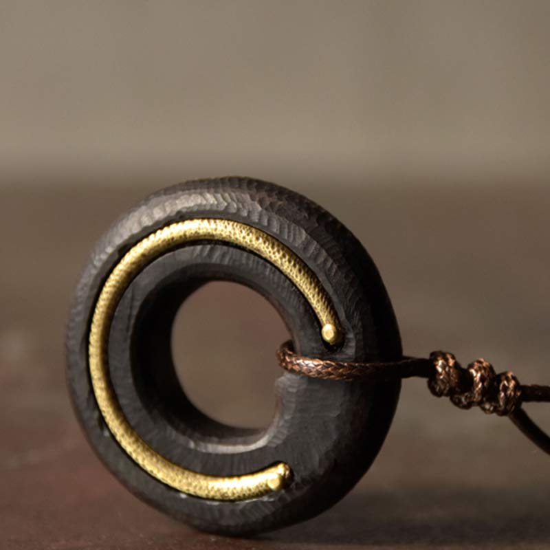 Buddha Stones Zen Circle Ebony Wood Peace Calm Naszyjnik Wisiorek - image 27