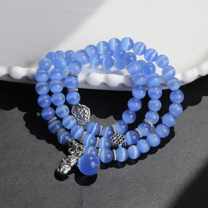 Bransoletka z potrójnym owinięciem w kocie oko PiXiu z Buddha Stones