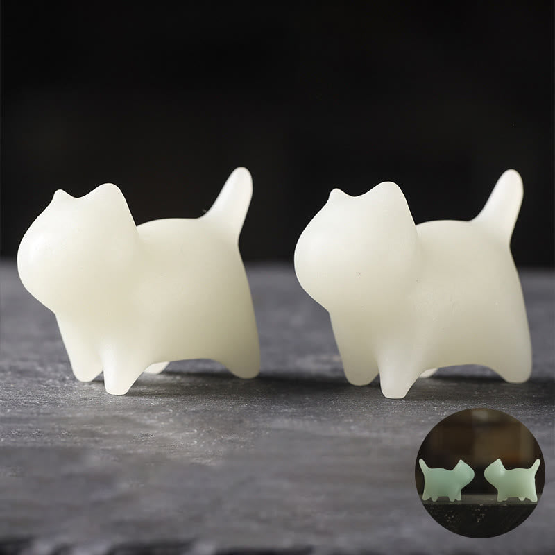 Buddha Stones 2szt. Mini słodkie koty Glowstone Luminous Lucky Cat Energy Decoration - 4,4*3,5*2,3 cm (2 szt. kotów) - image 1