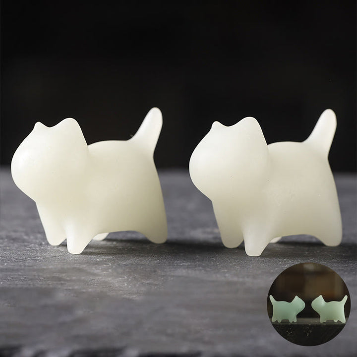 Buddha Stones 2szt. Mini słodkie koty Glowstone Luminous Lucky Cat Energy Decoration - 4,4*3,5*2,3 cm (2 szt. kotów) - image 1