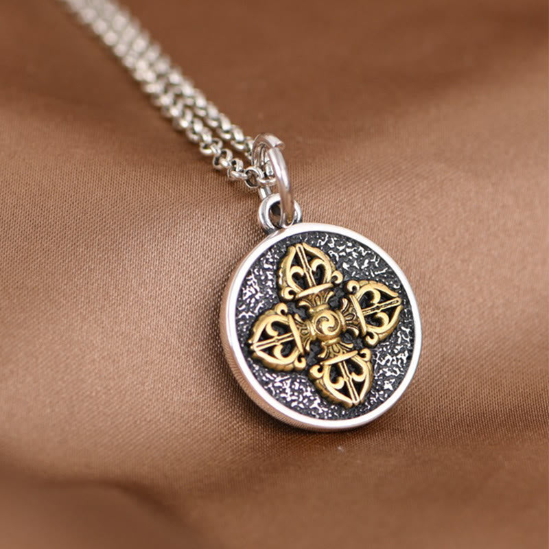 Naszyjnik z podwójnym błogosławieństwem Dorje Vajra z Buddha Stones wykonany ze srebra próby 925 - image 1