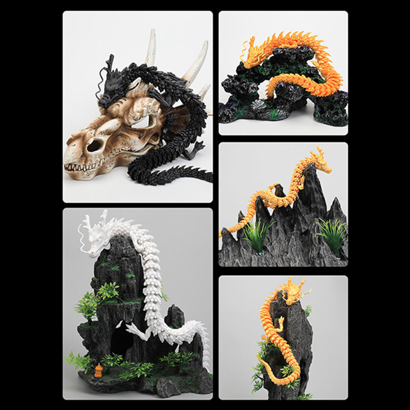 Buddha Stones Feng Shui Smok Świecący 3D Drukowany Smok Szczęście Sukces Dekoracja Domu