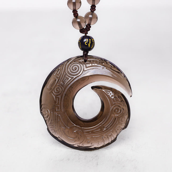 Buddha Stones Naturalny Czarny Obsydian Lód Obsydian Siła Naszyjnik Wisiorek
