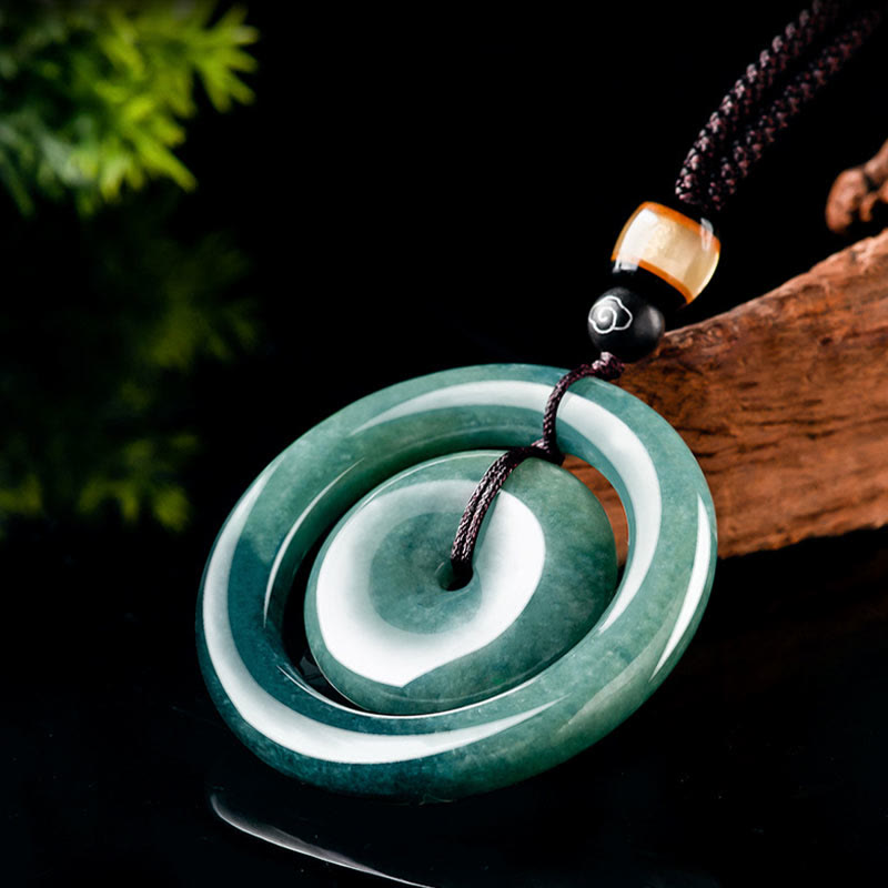 Buddha Stones Naturalne Okrągłe Jadeitowe Klamra Pokoju Szczęście Dobrobyt Naszyjnik Wisiorek