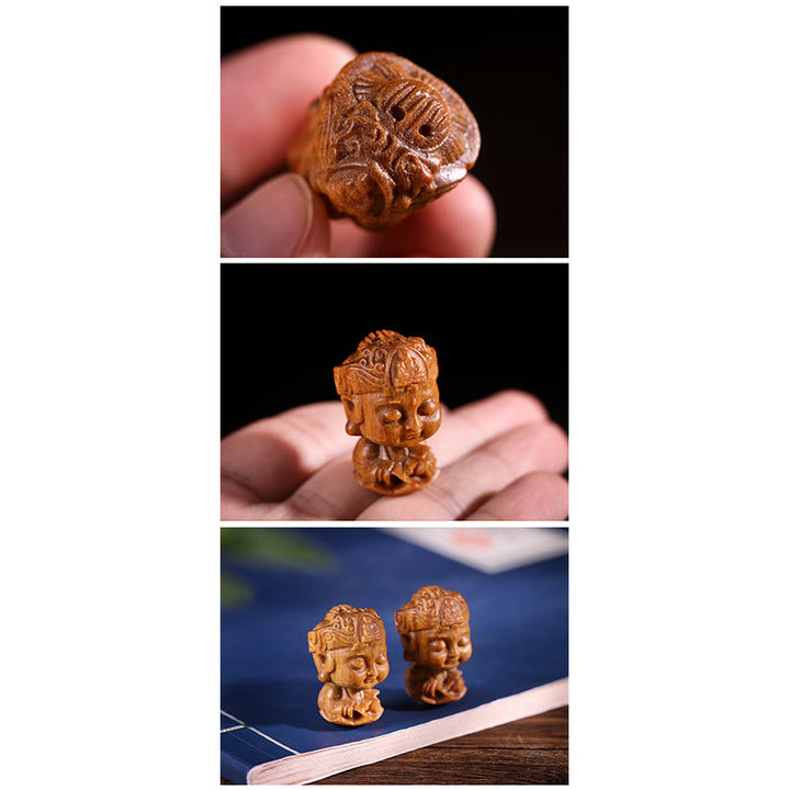 Chiński Zodiak Natal Budda Zielony Sandałowiec Lotos Grawerowany Pozytywny Dekoracja Domu