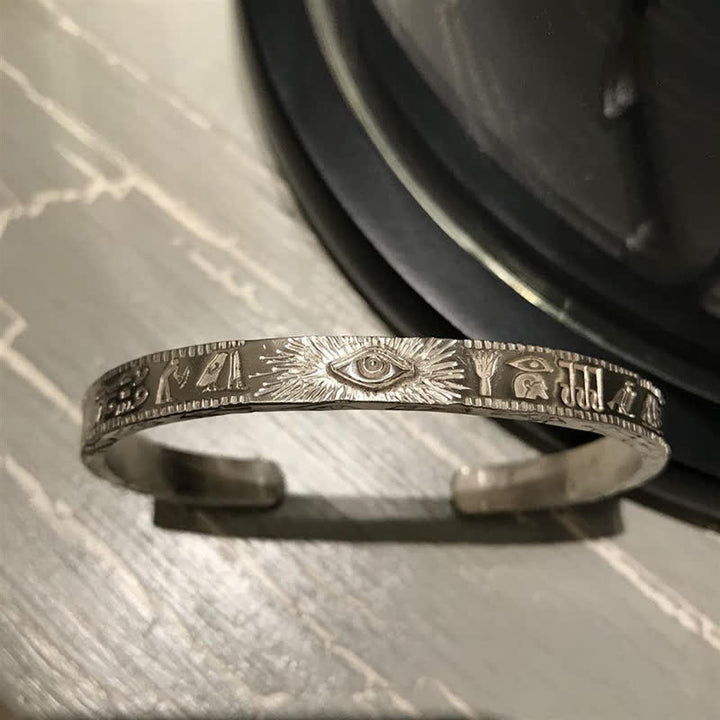 Buddha Stones Oko Horusa Ochrona Miedziana Bransoletka Mankietowa Bangle