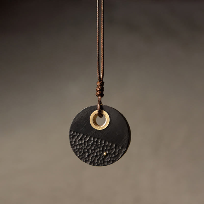 Naszyjnik z Buddha Stones , ręcznie wykonany, okrągły, z drewna hebanowego i mosiądzu, z miedzi, z wisiorkiem pokoju - image 8