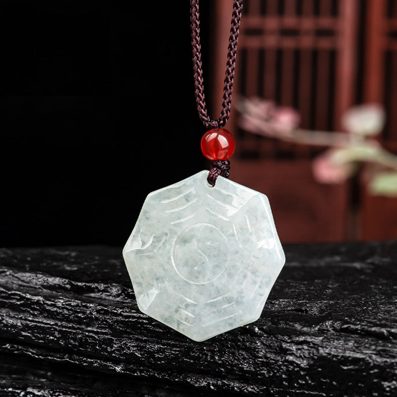 Naszyjnik z naturalnym jadeitem Bagua Yin Yang szczęścia - image 2
