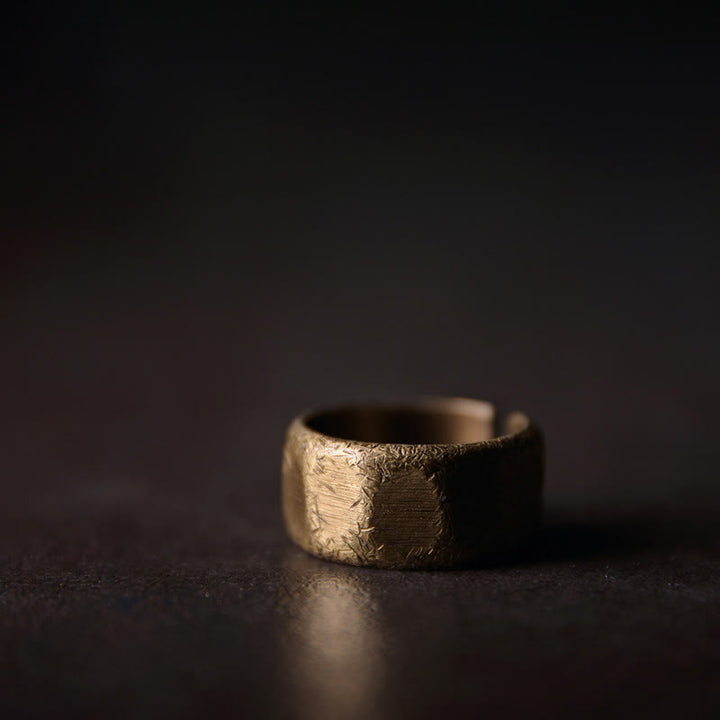 Tybetański prosty wzór miedziany mosiądz mrożony pierścień bogactwa - 10 mm - 56,2 mm - image 8